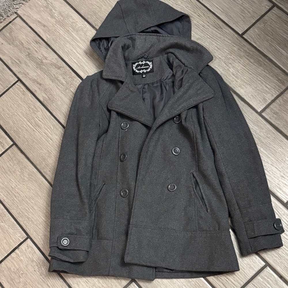 Gray Hooded Peacoat